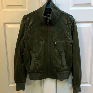 Olive Green Faux Leather Jacket - SZ M